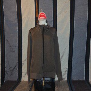 Athleta Jacket Womens Size XL Gray Moto Zip Fitted Performance Pockets Yoga EUC